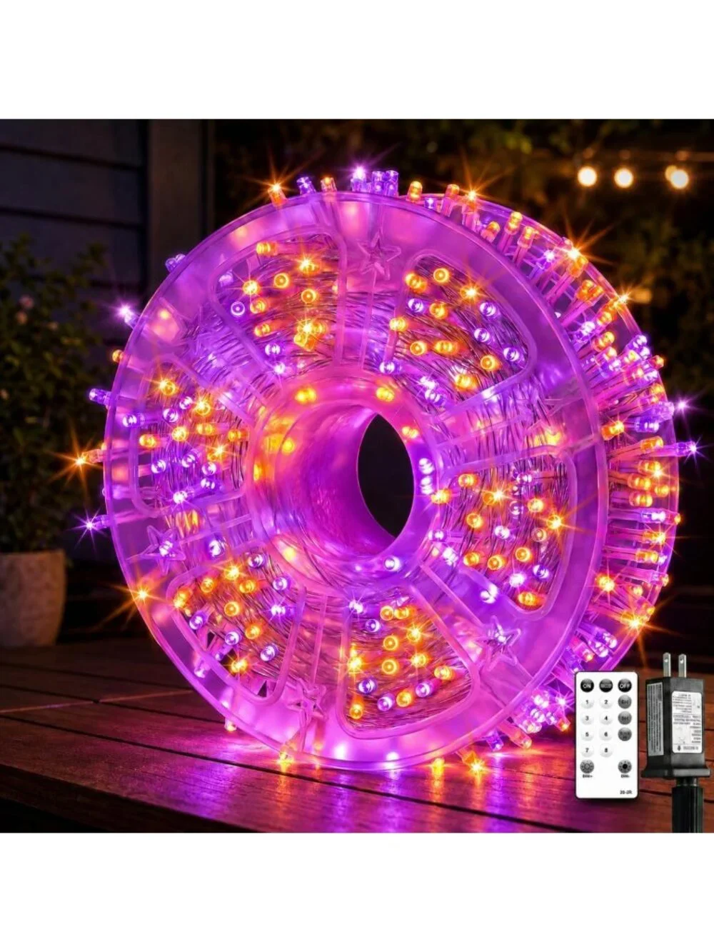 400FT Purple Orange LED Fairy String Lights with Remote, 8 Modes, Waterproof for